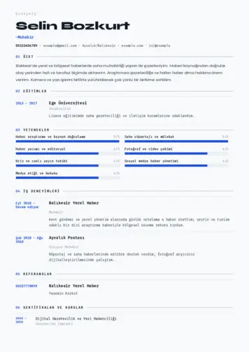 Muhabir ve Kameraman Cv Örnekleri cv indir